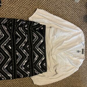 Express Black and White Geometric Skirt